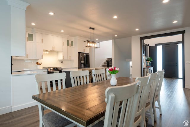 52 N 400 W, Farmington, UT 84025 - dining space featuring dark wood-type flooring, recessed lighting, and stairway