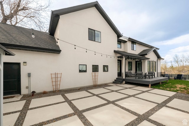 52 N 400 W, Farmington, UT 84025 - back of property with roof with shingles, a patio area, stucco siding, and a deck