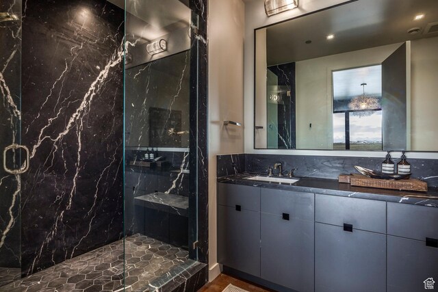 8006 N Sunrise Loop, Park City, UT 84098 - full bath featuring a marble finish shower and vanity