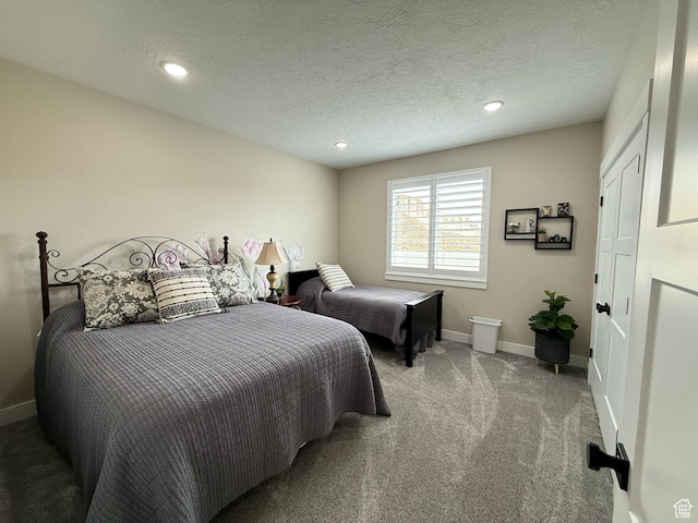 1240 W 2360 N, Helper, UT 84526 - bedroom featuring baseboards, carpet floors, a textured ceiling, and recessed lighting