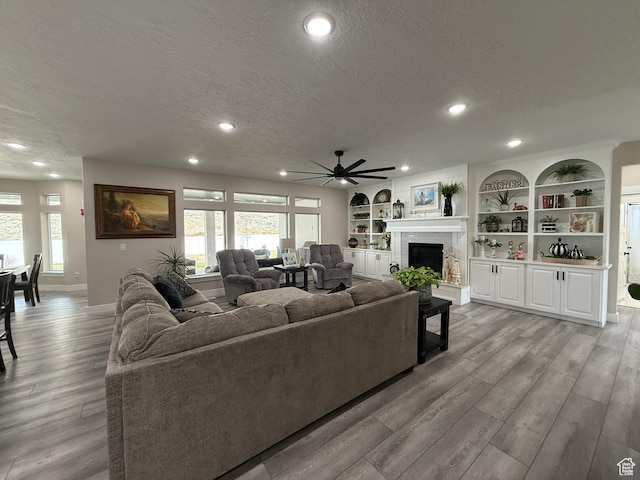 1240 W 2360 N, Helper, UT 84526 - living room with a textured ceiling, light wood-style flooring, and a ceiling fan