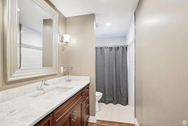 1349 E Madera Hills Dr S, Bountiful, UT 84010 - full bathroom featuring toilet, vanity, a shower with curtain, and baseboards