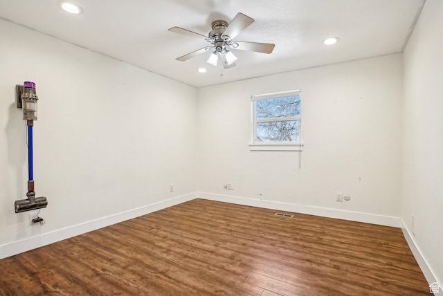 1349 E Madera Hills Dr S, Bountiful, UT 84010 - empty room with wood finished floors, ceiling fan, baseboards, and visible vents