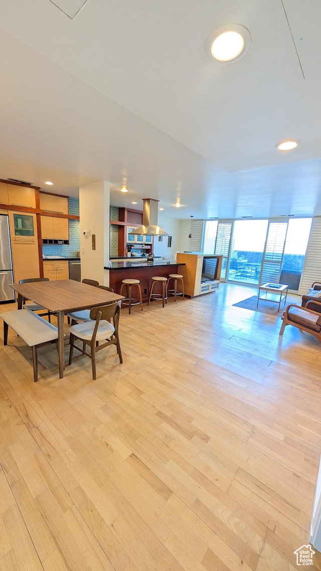 777 E S Temple Unit 3J, Salt Lake City, UT 84102 - dining room with light wood-style floors and recessed lighting