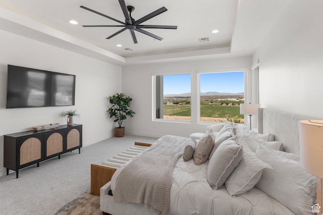 1248 S Seminole Way, Washington, UT 84780 - bedroom featuring a raised ceiling, carpet floors, recessed lighting, a ceiling fan, and baseboards