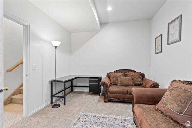 6958 S Sunrise Hills Cir E, Cottonwood Heights, UT 84121 - living room featuring light carpet and stairs