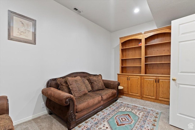 6958 S Sunrise Hills Cir E, Cottonwood Heights, UT 84121 - living room with visible vents, light carpet, and baseboards