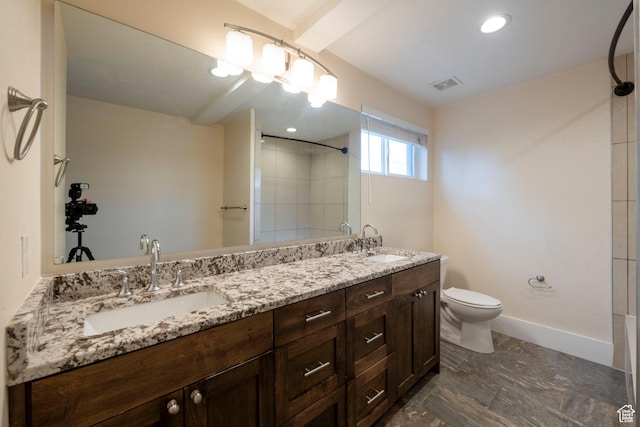 51 S 800 E, Salt Lake City, UT 84102 - bathroom with toilet, a sink, a tile shower, and visible vents
