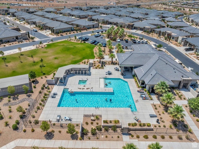 drone / aerial view with a residential view