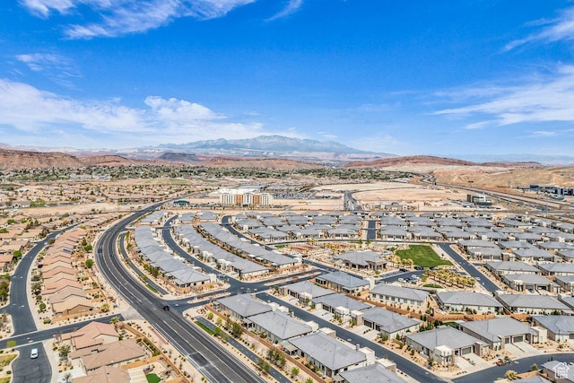 aerial view featuring a residential view and a mountain view