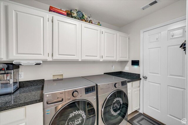 544 S Fiesta Dr, Ivins, UT 84738 - laundry room with independent washer and dryer, cabinet space, and visible vents