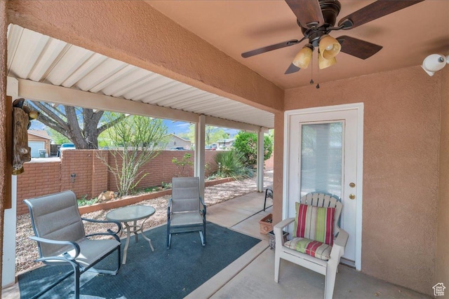 544 S Fiesta Dr, Ivins, UT 84738 - view of patio / terrace featuring fence and ceiling fan