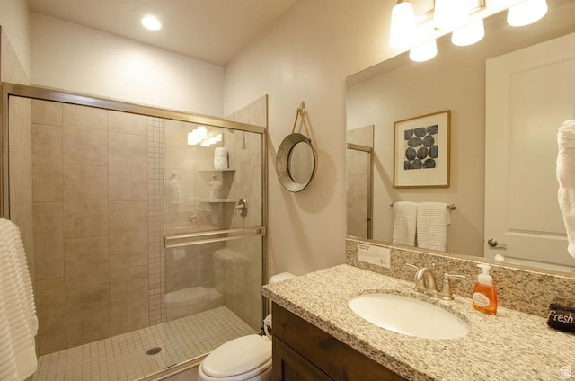 3823 W Dream Cir Unit 120, Santa Clara, UT 84765 - bathroom featuring vanity, toilet, and a shower stall