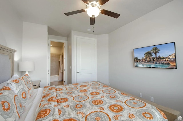 3823 W Dream Cir Unit 120, Santa Clara, UT 84765 - bedroom with ensuite bathroom and a ceiling fan