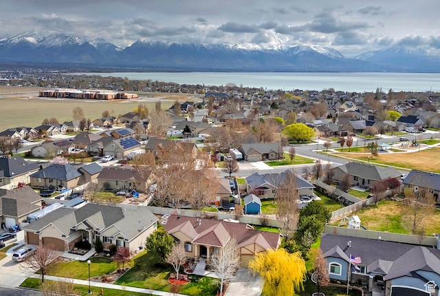 1288 S Pondside Dr, Saratoga Springs, UT 84045 - drone / aerial view with a residential view and a water and mountain view