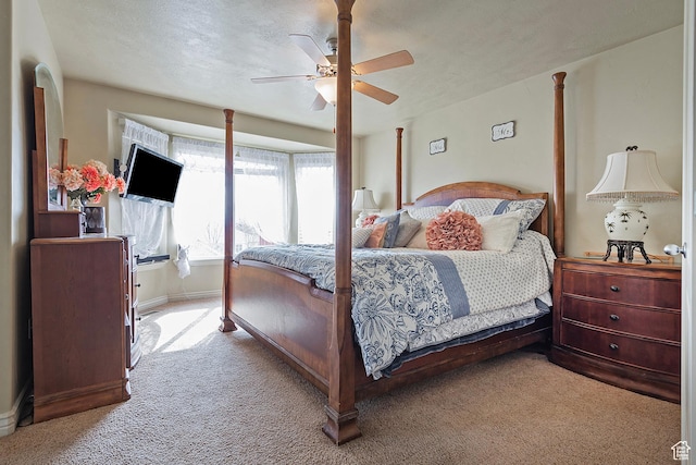 1288 S Pondside Dr, Saratoga Springs, UT 84045 - carpeted bedroom with baseboards, a textured ceiling, and ceiling fan