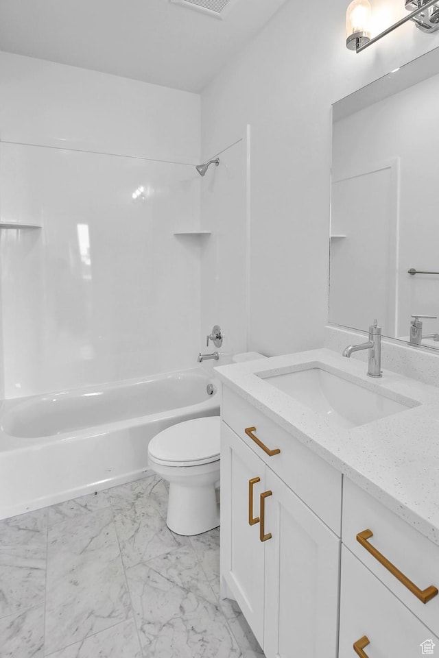 2351 W 2950 N Unit 104, Farr West, UT 84404 - full bath featuring marble finish floor, toilet, vanity, and bathtub / shower combination