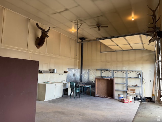 6051 N 11500 E, Lapoint, UT 84039 - garage featuring a ceiling fan