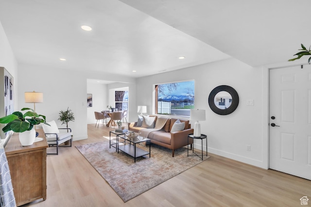 4970 S 4720 W, Salt Lake City, UT 84118 - living room with baseboards, light wood-style floors, and recessed lighting