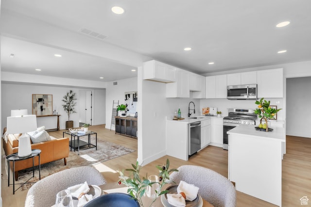 4970 S 4720 W, Salt Lake City, UT 84118 - kitchen featuring light countertops, a sink, appliances with stainless steel finishes, light wood-style flooring, and visible vents