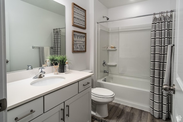 3440 W Mitchell Dr, Lehi, UT 84043 - full bath featuring shower / tub combo with curtain, wood finished floors, toilet, and vanity
