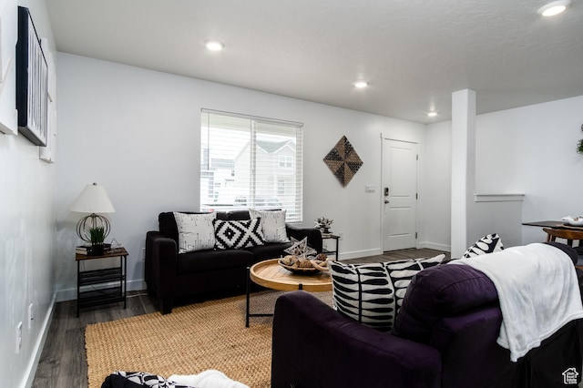 3440 W Mitchell Dr, Lehi, UT 84043 - living room with baseboards, wood finished floors, and recessed lighting