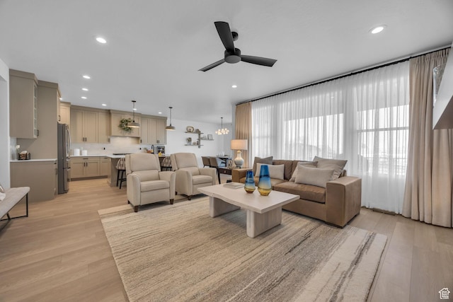 2119 N 520 W, Centerville, UT 84014 - living area with recessed lighting, ceiling fan, and light wood-style flooring