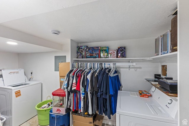 67 N 200 E, Tremonton, UT 84337 - laundry area with electric panel, separate washer and dryer, laundry area, and a textured ceiling