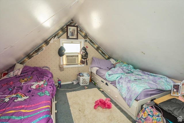 67 N 200 E, Tremonton, UT 84337 - bedroom featuring baseboards, carpet floors, cooling unit, and vaulted ceiling