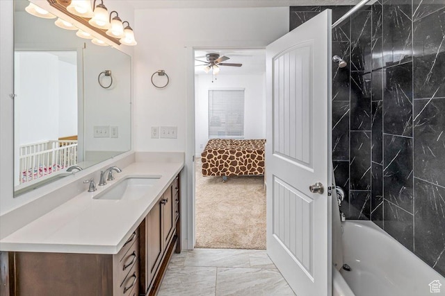 67 N 200 E, Tremonton, UT 84337 - ensuite bathroom featuring bathtub / shower combination, vanity, ensuite bathroom, and ceiling fan