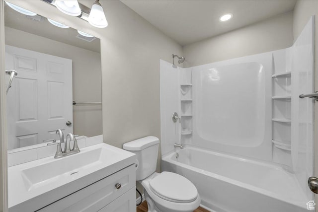 2367 N Monarch Cir E, Cedar City, UT 84721 - bathroom featuring toilet, vanity, bathtub / shower combination, and recessed lighting