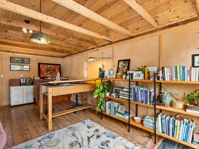 129 S 7200 E, Huntsville, UT 84317 - interior space featuring wooden ceiling, hardwood / wood-style floors, and beam ceiling