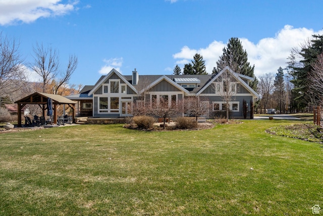 129 S 7200 E, Huntsville, UT 84317 - back of house with a yard, a gazebo, and a chimney