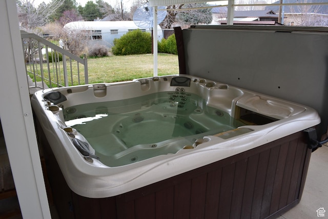 567 S Hazel Dr, Salem, UT 84653 - view of patio featuring a hot tub