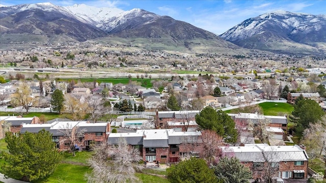 bird's eye view with a mountain view and a residential view