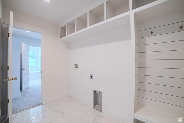 1258 S Boxelder Dr, Saratoga Springs, UT 84005 - washroom with hookup for an electric dryer, washer hookup, baseboards, and light marble finish floors