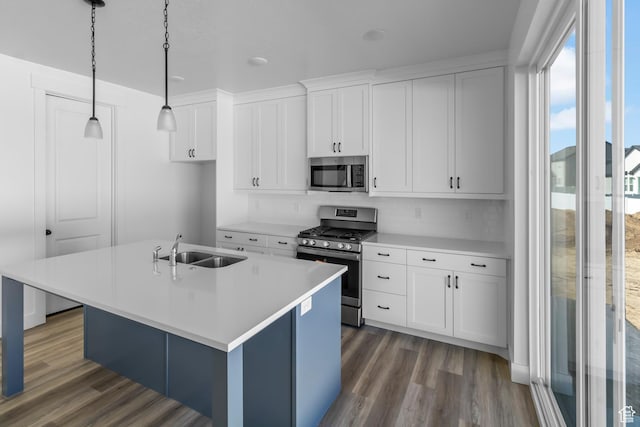 2391 W 2950 N Unit 102, Farr West, UT 84404 - kitchen featuring a center island with sink, a sink, appliances with stainless steel finishes, and wood finished floors