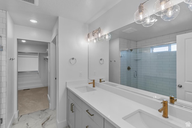 2391 W 2950 N Unit 102, Farr West, UT 84404 - full bath featuring marble finish floor, a sink, and a stall shower