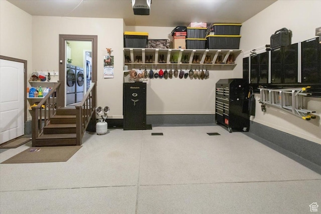 garage with a garage door opener