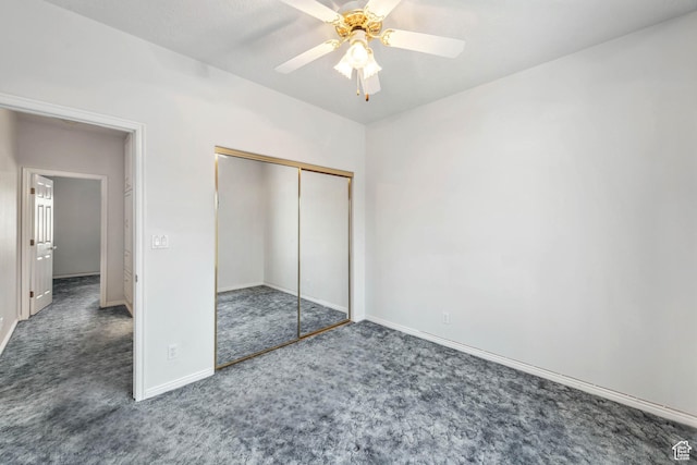 3546 Windmill Dr, Santa Clara, UT 84765 - unfurnished bedroom featuring carpet flooring, baseboards, a closet, and ceiling fan