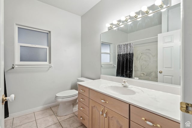 3546 Windmill Dr, Santa Clara, UT 84765 - full bathroom with curtained shower, toilet, tile patterned flooring, and vanity