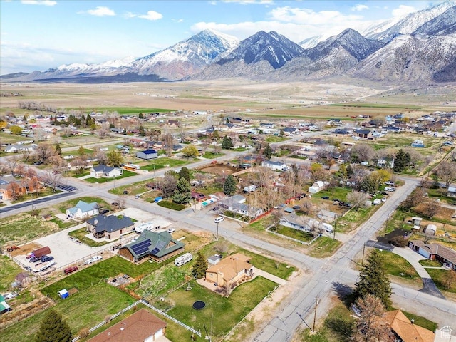 aerial view with a mountain view and a residential view
