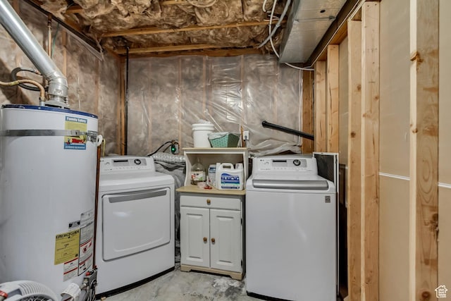 4103 S Sunrise Dr, Saratoga Springs, UT 84045 - washroom with water heater, washer and clothes dryer, and cabinet space