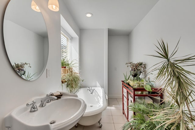 4103 S Sunrise Dr, Saratoga Springs, UT 84045 - bathroom with tile patterned floors, a sink, and baseboards