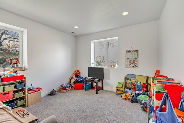 4103 S Sunrise Dr, Saratoga Springs, UT 84045 - game room with baseboards, carpet floors, and recessed lighting