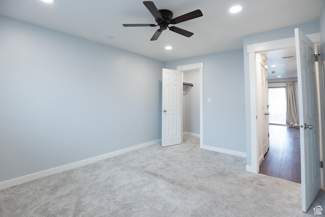 440 E Creekside Cir S Unit B, Murray, UT 84107 - unfurnished bedroom featuring baseboards, carpet floors, recessed lighting, and a ceiling fan
