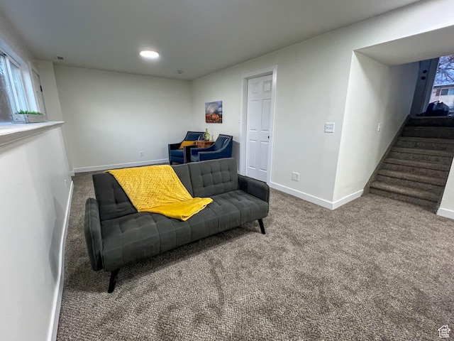 6770 W 3860 S, West Valley City, UT 84128 - living area featuring stairs, recessed lighting, baseboards, and carpet