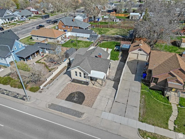 aerial view with a residential view