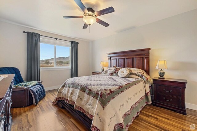 1234 S 1150 W, Payson, UT 84651 - bedroom with baseboards, wood finished floors, and a ceiling fan