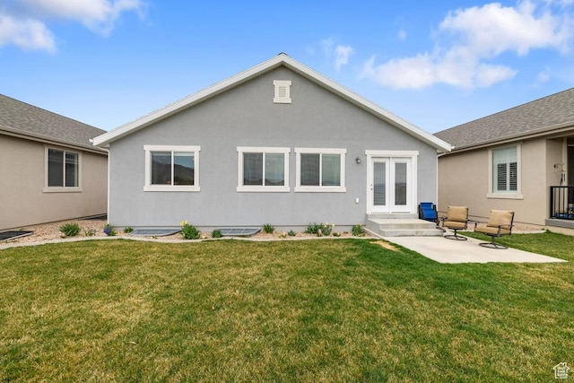 1234 S 1150 W, Payson, UT 84651 - rear view of house featuring a lawn, stucco siding, and a patio